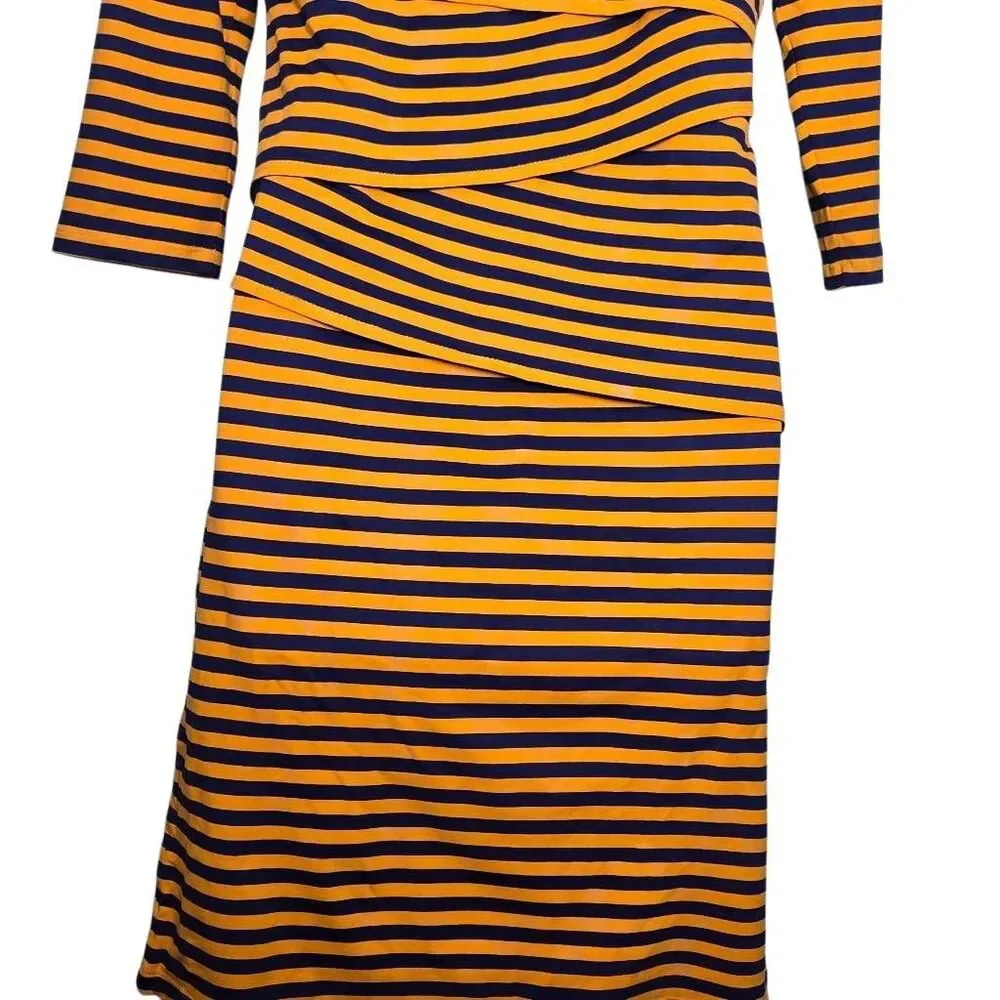 J. McLaughlin Catalina Dress Women's Size Small Orange Navy Nicola Stripe Dress